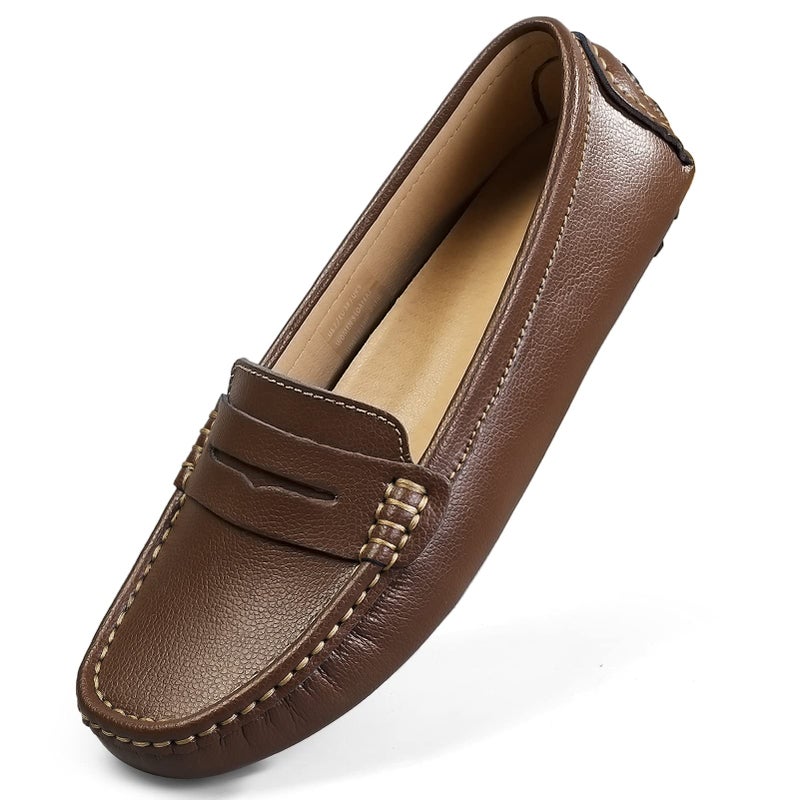 Artisure Women's Classic Handsewn Coffee Bean Genuine Leather Penny Loafers Driving Moccasins Casual Boat Shoes Slip On Fashion Office Comfort Flats 7.5 M US SKS-1221KF075 - Image 1